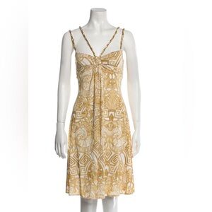 Les Copains Gold Yellow Printed Draped Mini Dress